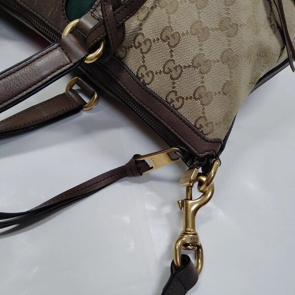 Authentic Gucci Tote Bag Sherry Line Brown Canvas mn472-013026 - Picture 7 of 16